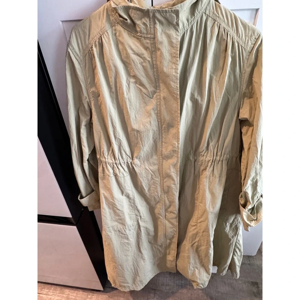 Plastic Island Womens Sage‎ Green Hooded Lightweight Trench Coat Jacket Small